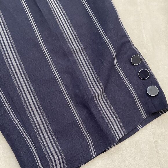 Lane Bryant The Laney Linen Blend High Rise Cropped Striped Pants Size 20 - Picture 3 of 11